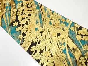 熨斗に桜模様織り出し　振袖用袋帯